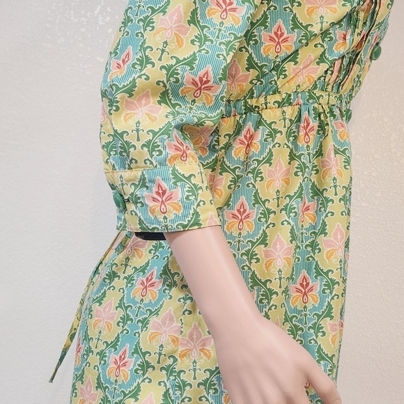 MATILDA Jane Tunic Blouse Button Front Top Green Acres Size M - Picture 11 of 12